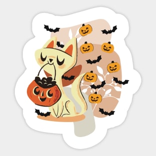 Trick or Treat Halloween Cat & Bats I Holidays Sticker